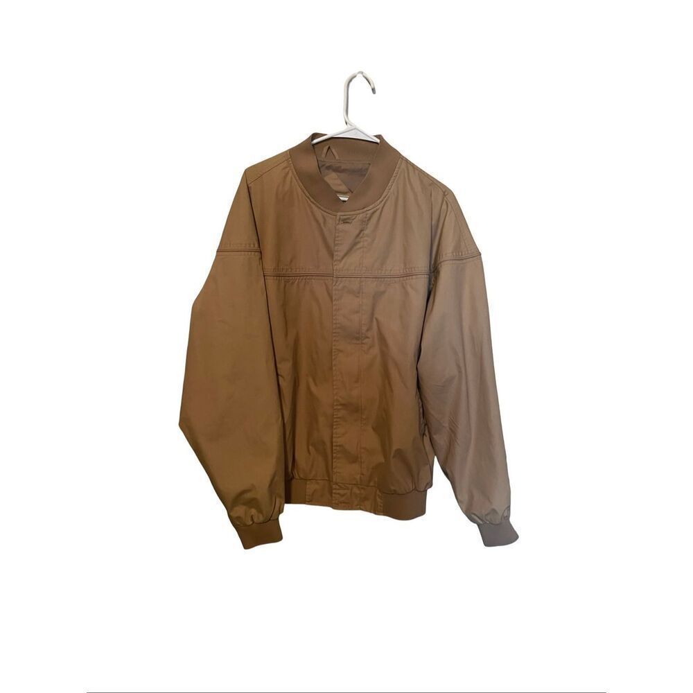 Original Windbreaker Mens Beige Long Sleeve Lined Full Zip Bomber Jacket XL